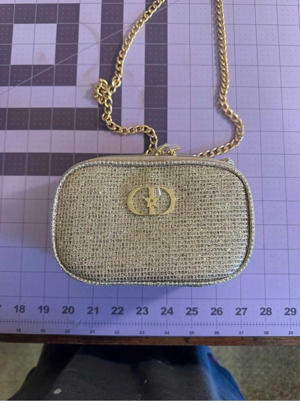 Christian Dior Beauty Gold Sparkle Bag